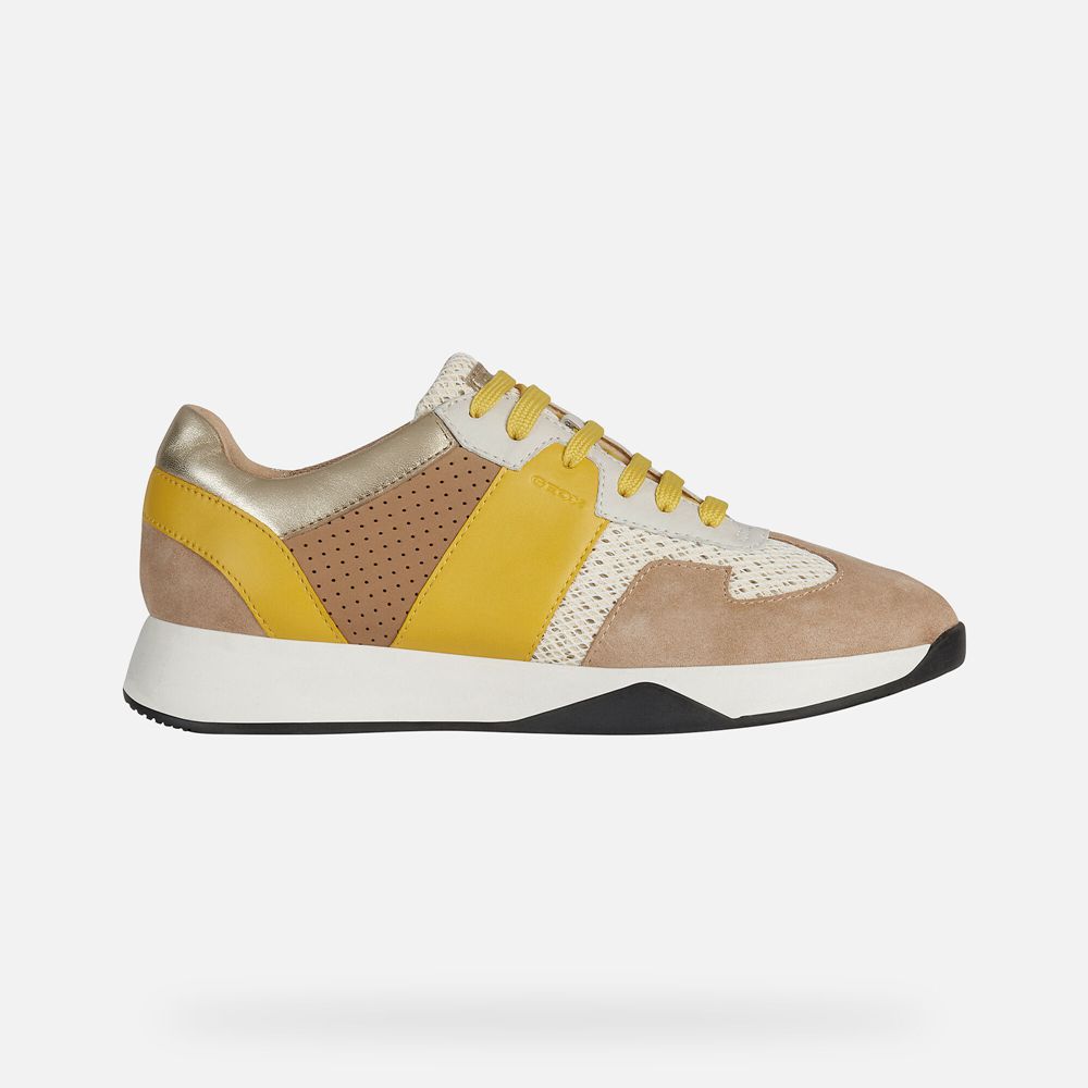 Geox Sneakers Khaki/Yellow Suzzie - Geox Womens Shoes - OETUSZ081